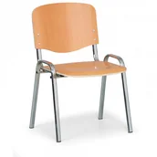 Fotele i krzesła biurowe - B2B Partner Drewniane krzesło ISO, Buk, kolor konstrucji chrom, nośność 120 kg JH-1701-8 chrom - miniaturka - grafika 1