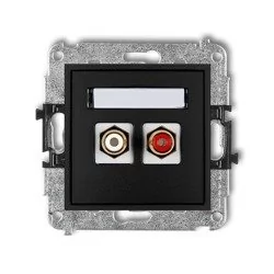 Karlik Gniazdo podwójne RCA MINI Czarny 12MGRCA-2 - Gniazdka elektryczne - miniaturka - grafika 1