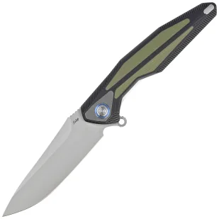 Nóż składany RikeKnife Tulay Integral Black G10 / OD Green G10 Inlay, Satin 154CM (TULAY-BOG) - Noże - miniaturka - grafika 1