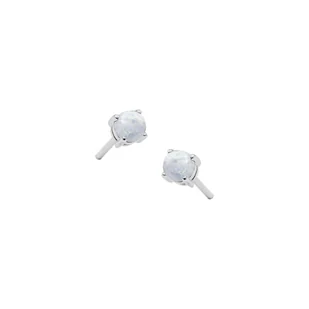 Srebrne kolczyki 925 Kamień Biały Opal 4mm sztyft - Biżuteria dla dzieci - miniaturka - grafika 1