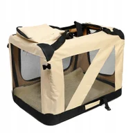 Torby podróżne - Transporter Beżowy Składany Duży Torba Podróżna dla Psa 82x58x58cm L - miniaturka - grafika 1