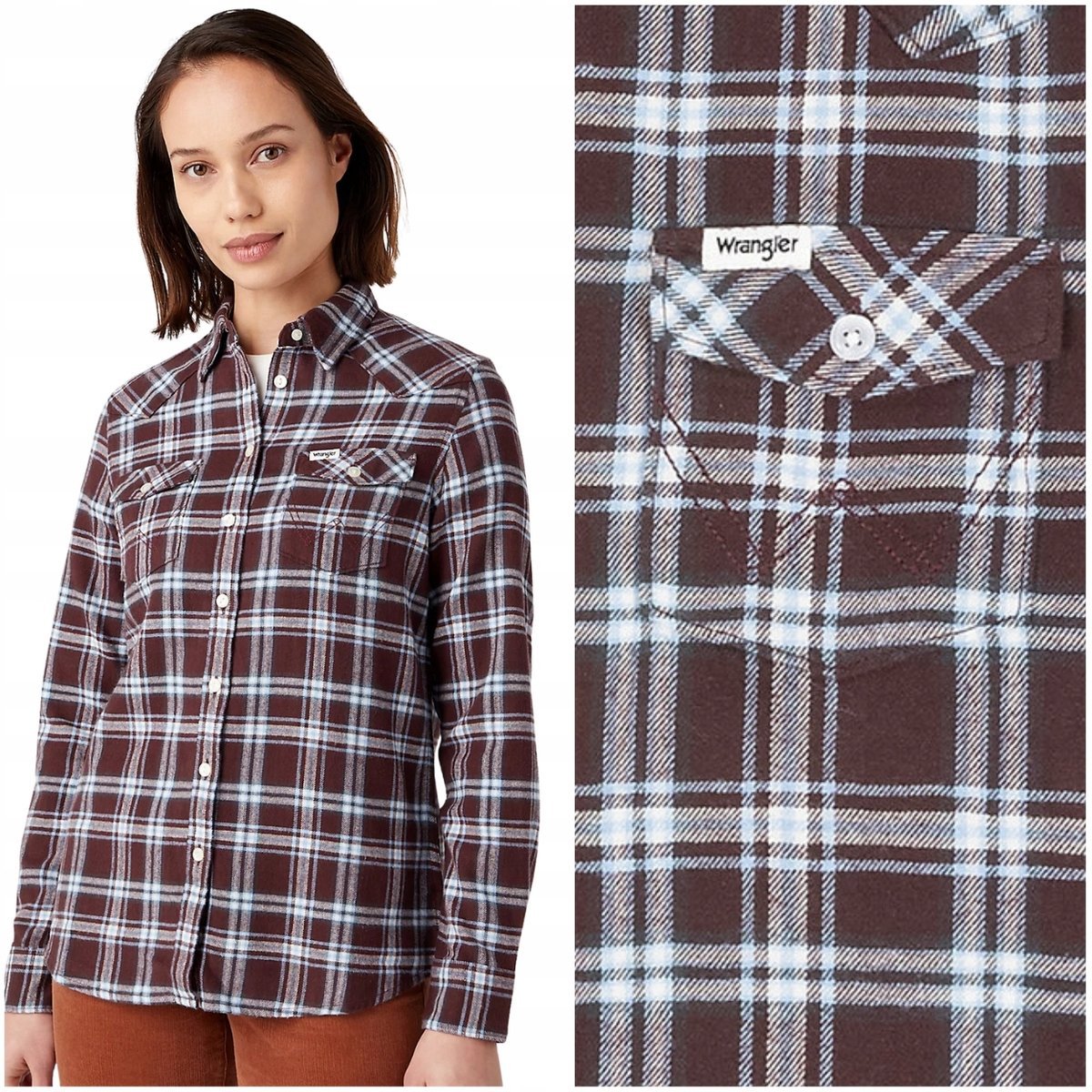 Wrangler SLIM REGULAR WESTERN SHIRT damska bawełniana koszula w kratę XS