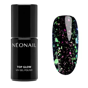 Top hybrydowy Top Glow Lime Aurora Flakes 7,2 ml - Lakiery hybrydowe - miniaturka - grafika 1