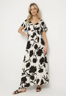 Czarna Wiskozowa Sukienka Rozkloszowana w Kwiaty Arisona - Sukienki - miniaturka - grafika 1