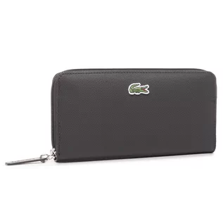 Portfele - Lacoste Duży Portfel Damski L Zip Wallet NF2900PO Black 000 - grafika 1