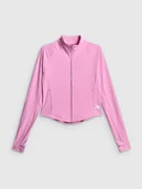 Bluzy damskie - 4F Bluza treningowa slim szybkoschnąca damska - różowa XS - miniaturka - grafika 1