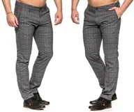 Spodnie męskie - SPODNIE MĘSKIE W KRATĘ VANKEL JEANS 088 -104cm/L32 - miniaturka - grafika 1