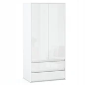 Szafy - Szafa Garderoba 90CM 2D2SZ Biały Wysoki Połysk - miniaturka - grafika 1