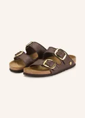Klapki i japonki damskie - Birkenstock Klapki Arizona Big Buckle Raffia braun - miniaturka - grafika 1