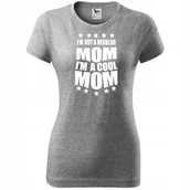 Koszulki i topy damskie - Damska Koszulka na Dzień Mamy Mom cool mom na Prezent Urodziny Nadruk ciemnoszary melanż XXL - miniaturka - grafika 1