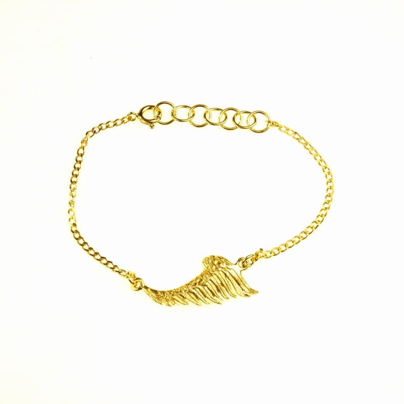 Bransoletka na łańcuszku ze skrzydłem pozłacana