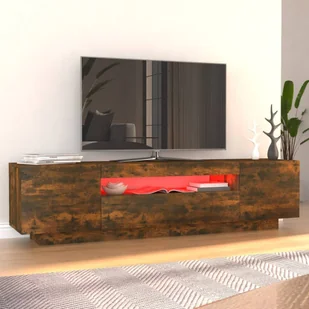 Lumarko Szafka pod TV z oświetleniem LED, przydymiony dąb, 160x35x40 cm - Szafki RTV - miniaturka - grafika 5