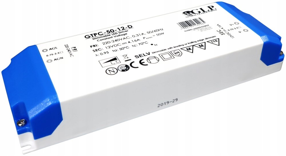 GLP Zasilacz Stałonapięciowy Ściemnialny Fazowo Triak Led 12 V 50W Dimming