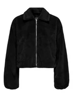 Kurtki damskie - ONLY Pluszowa kurtka w kolorze czarnym - miniaturka - grafika 1