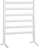 Ręczniki - HOMCOM Grzejnik ręcznikowy Grzejnik łazienkowy z 6 elementami grzejnymi Suszarka do ręczników Podgrzewacz ręczników Grzejnik elektryczny Naścienny/wolnostojący do łazienek Aluminium Biały 69 x 90 cm - miniaturka - grafika 1