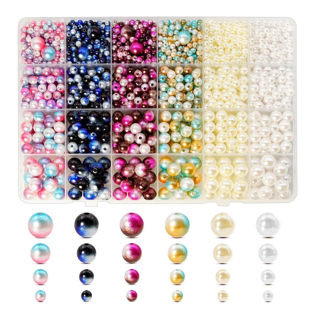 Zestaw Okrągłych Koralików Produkcja Biżuterii do Rękodzieła 1890 szt