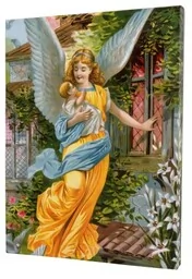 Anioł Stróż z dzieckiem-obraz religijny na płótnie - Ikony i obrazy sakralne - miniaturka - grafika 1