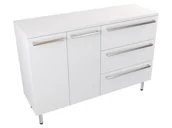 Szafki łazienkowe - Szafka Stojąca Z Blatem ATH 120 cm DS Prawa - Biały Mat - Uchwyty Stal Szczotkowana - miniaturka - grafika 1