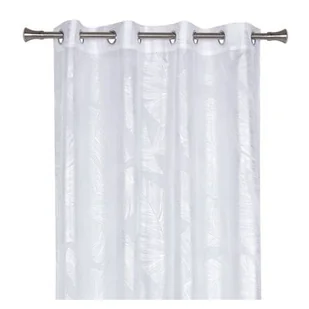 Firana z kółkami Vanua 140 x 260 cm biała/srebrna - Firany - miniaturka - grafika 1