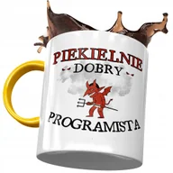 Kubki - Kubek Żółty Dla Programisty Piekielnie Dobry z Nadrukiem ze Zdjęciem + Opakowanie na prezent (wzór 01) - miniaturka - grafika 1