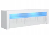 Szafki RTV - Szafka Komoda Rtv 130CM Biała Połysk Led - miniaturka - grafika 1
