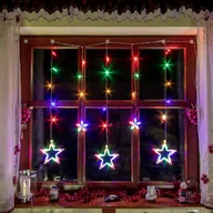 Oświetlenie świąteczne - VOLTRONIC Łańcuszek świąteczny - gwiazdki - 61 kolorów LED + kontroler - miniaturka - grafika 1