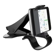 Uchwyty samochodowe do telefonów - Uniwersalny uchwyt samochodowy na telefon 4-7 cali - montaż klips na deskę rozdzielczą, stabilny, solidny, abs czarny AP31 - miniaturka - grafika 1