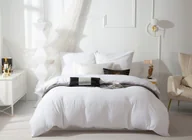 Pościel - Pościel Mikrofibra Queen 160x200 cm Biała ze Złotą Lamówką, Elegancka i Trwała - miniaturka - grafika 1