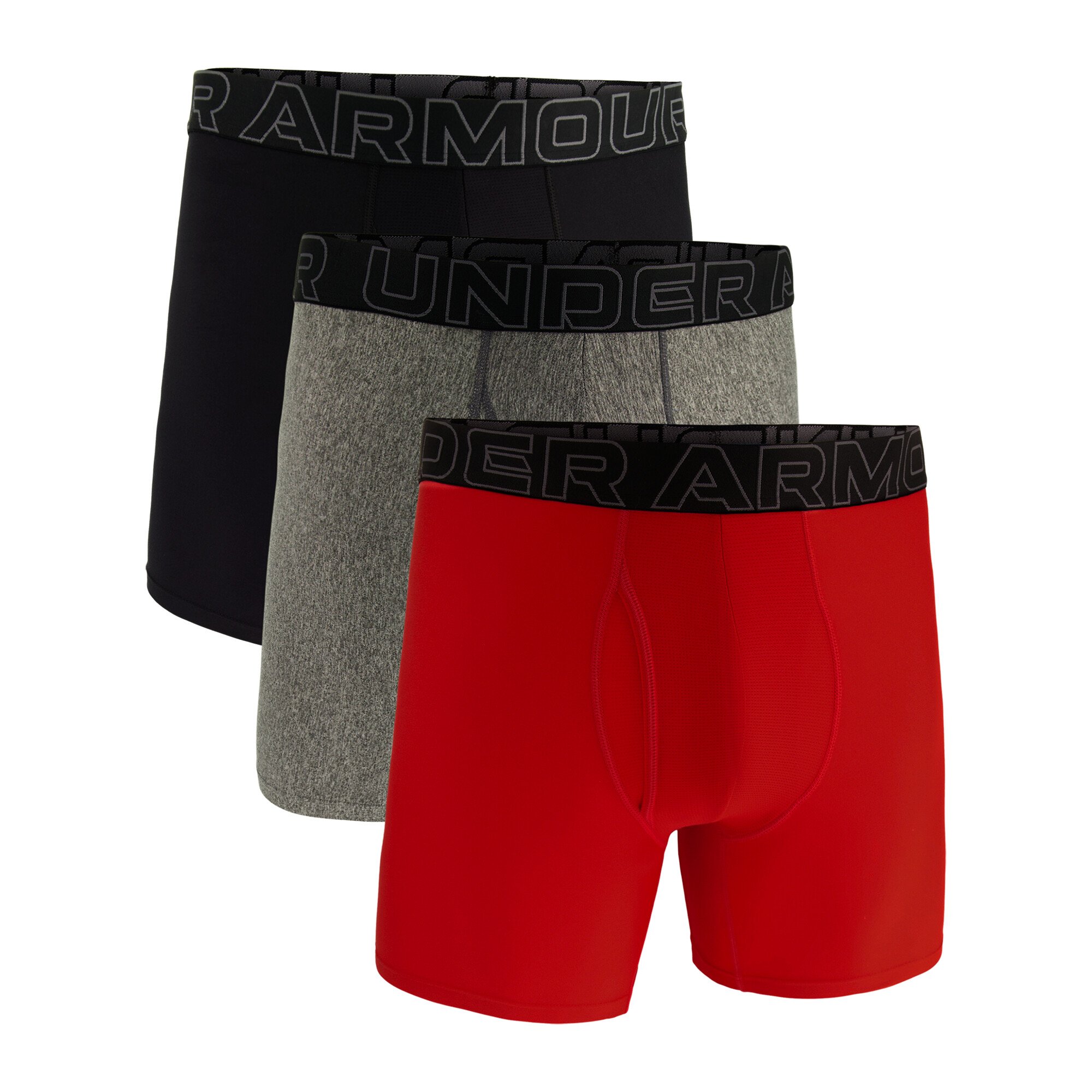 Bokserki męskie Under Armour Perf Tech Solid 6in 3Pack Red XL