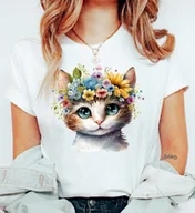 Bluzki damskie - Damska koszulka z kotem wzór kotek5 - miniaturka - grafika 1