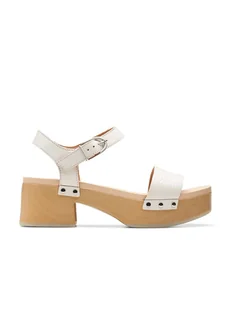 Clarks Skórzane sandały "Sivanne Bay" w kolorze kremowym na obcasie - Sandały damskie - miniaturka - grafika 1