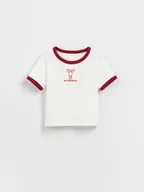 Koszulki dla dziewczynek - Reserved - T-shirt z haftem - czerwony - miniaturka - grafika 1