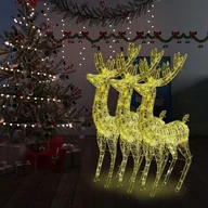 Oświetlenie świąteczne - vidaXL Renifery z akrylu XXL, 3 szt., 250 ciepłych białych LED, 180 cm - miniaturka - grafika 1