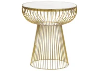 Ławy i stoliki kawowe - BELIANI Stolik kawowy biały marmur złote metalowa rama okrągły 41 x 41 cm styl glamour nowoczesny do salonu sypialni - miniaturka - grafika 1