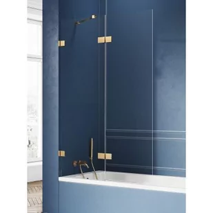 New Trendy Avexa Gold Brushed parawan nawannowy 100 cm lewy złoty szczotkowany/szkło przezroczyste EXK-2010 - Parawany nawannowe - miniaturka - grafika 1