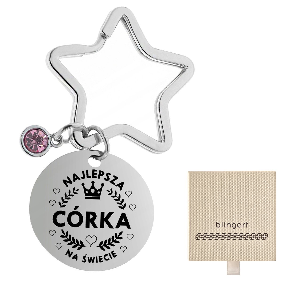 Brelok do kluczy zawieszka z GRAWEREM kółko GWIAZD