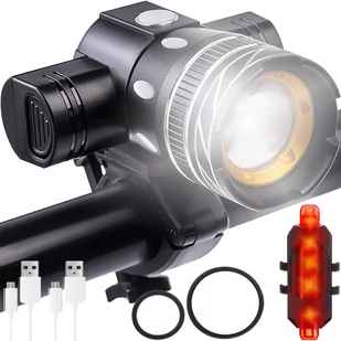 Lampka na Rower Rowerowa LED T6 USB Przód Tył Akumulator TRIZAND - Lampki rowerowe - miniaturka - grafika 1