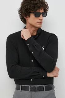 Koszule męskie - Polo Ralph Lauren koszula bawełniana męska kolor czarny regular z kołnierzykiem button-down - grafika 1