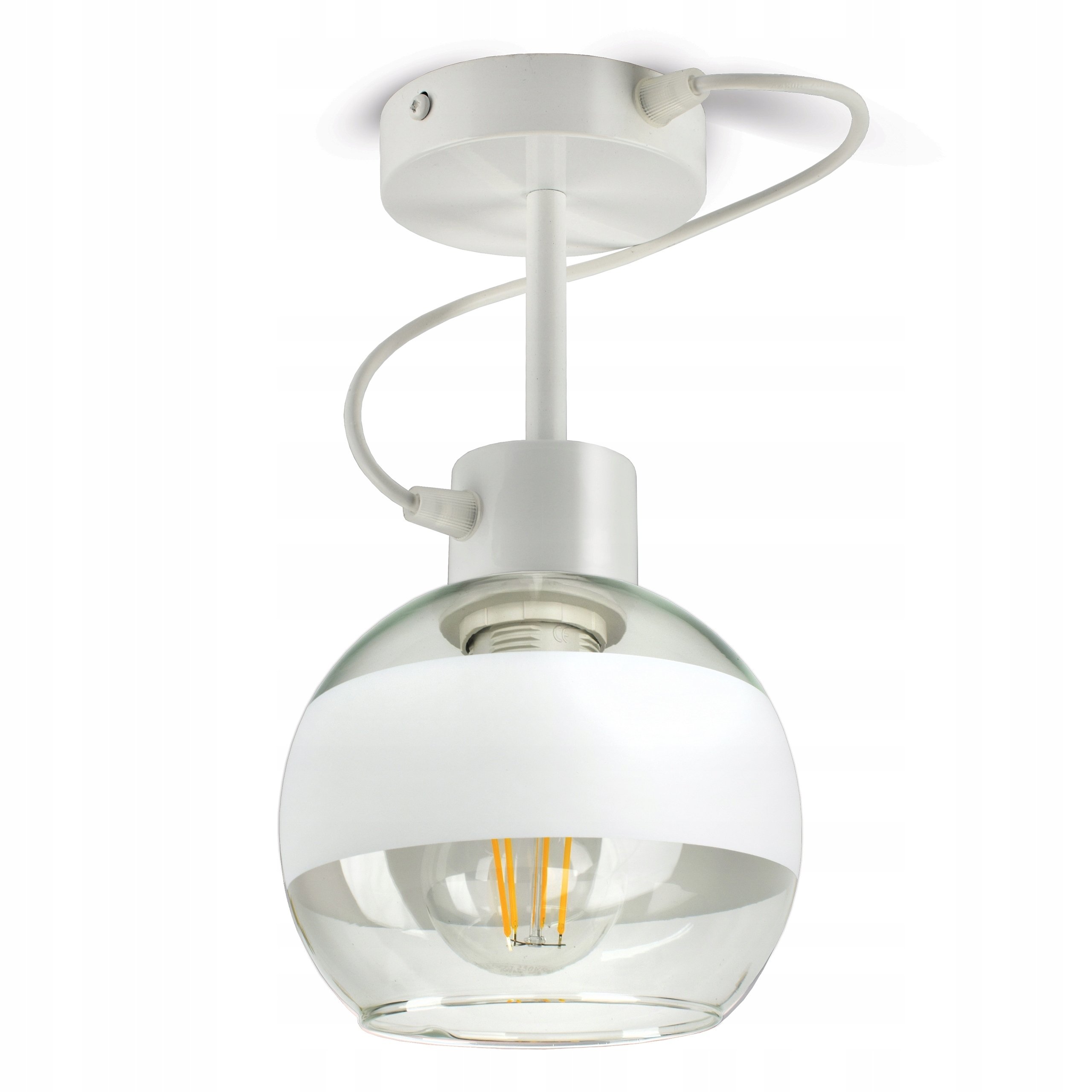 Lampa Wisząca Sufitowa Żyrandol Biała Szklana Kula White Belt ZR1 LED E27