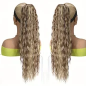 Pozostałe akcesoria fryzjerskie - TEMU 26-calowy długi, boho, kręcony ogon kucyka, wielowarstwowy, lekki, miękki, klips do włosów, podkreślający, z cekinami, przedłużenie kucyka, - miniaturka - grafika 1