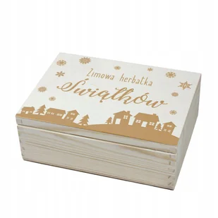 Pudełko na herbatę z grawerem Zimowa herbatka z nazwiskiem - Pojemniki kuchenne - miniaturka - grafika 1