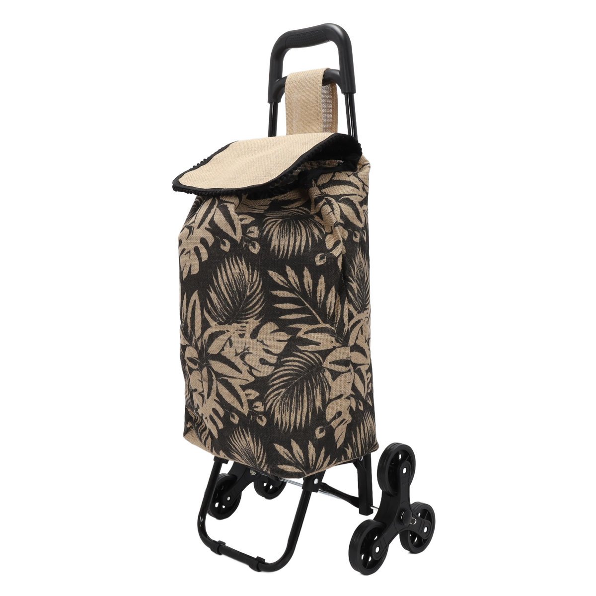 Wózek na zakupy na kółkach, jutowa torba, 33 l