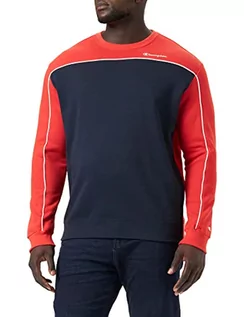 Bluzy męskie - Champion Męska bluza z kapturem Piping Block, Lawendowy czerwony/granatowy, XS - grafika 1