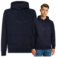 Bluzy męskie - Tommy Hilfiger Granatowa Bluza z kapturem Męska Bawełniana Logo Ciepła r.S - miniaturka - grafika 1