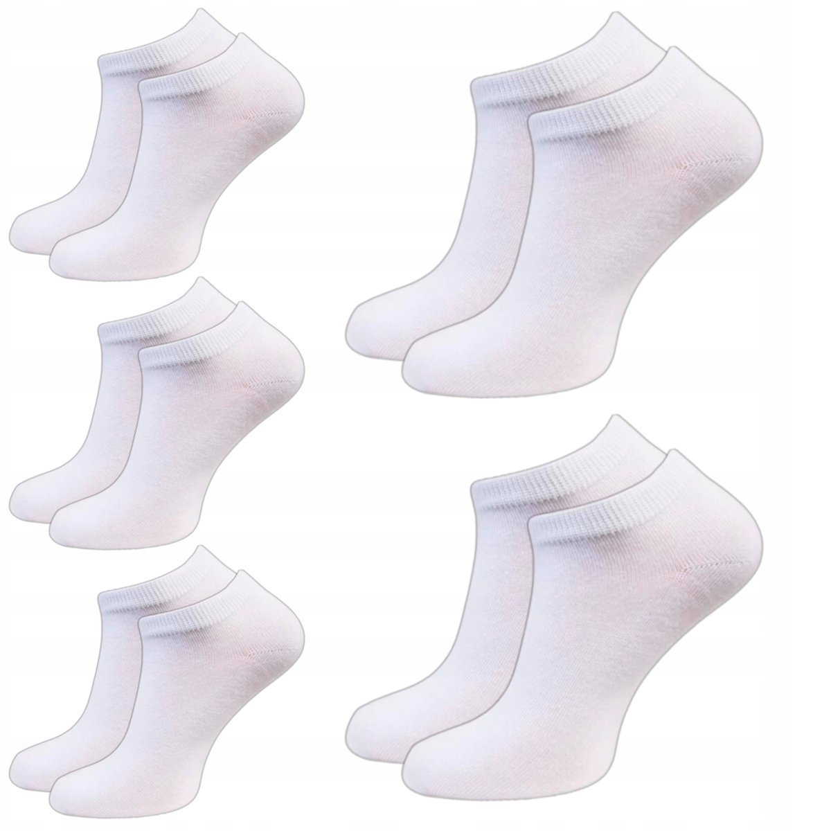 SKARPETY MĘSKIE STOPKI BAWEŁNIANE BIAŁE NISKIE SKARPETKI 5 PAR 43-46