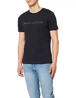 Koszulki męskie - Marc O'Polo Męski 51230 T-shirt męski z nadrukiem wewnętrznym, wygodna górna część z bawełny organicznej, luźna koszulka z krótkim rękawem dla mężczyzn, niebieski, S - miniaturka - grafika 1