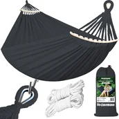 Hamaki - Heckermann Hamak sznurkowo-drewniany 260x150cm Grafitowy - miniaturka - grafika 1