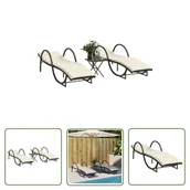 Leżaki ogrodowe - The Living Store Leżaki ze stolikiem - 2 szt. - brązowe - polirattan - Leżak - miniaturka - grafika 1