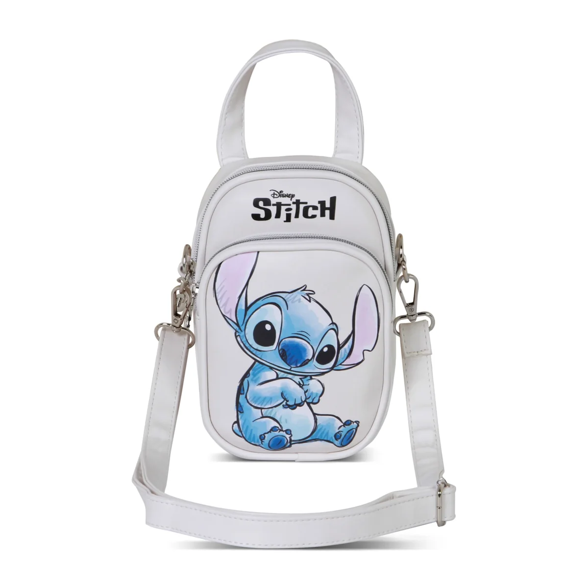 Disney Mini Torebka Listonoszka Stitch Podwójna Kieszeń Beżowa 20x15x7 cm