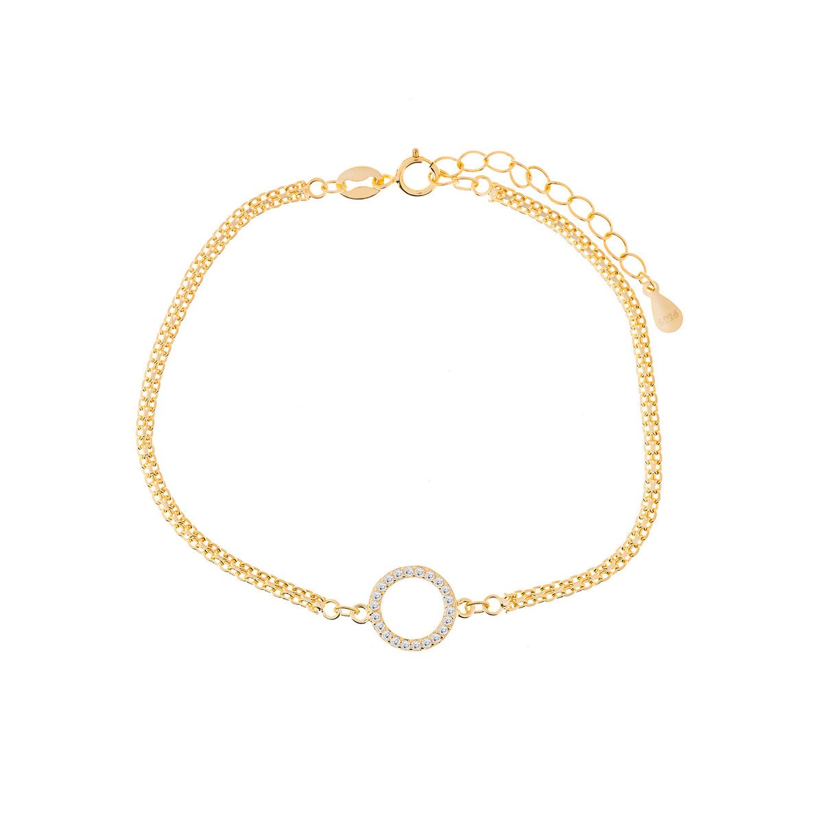 Bransoletka 925 Pozłacana Okrąg z Cyrkoniami